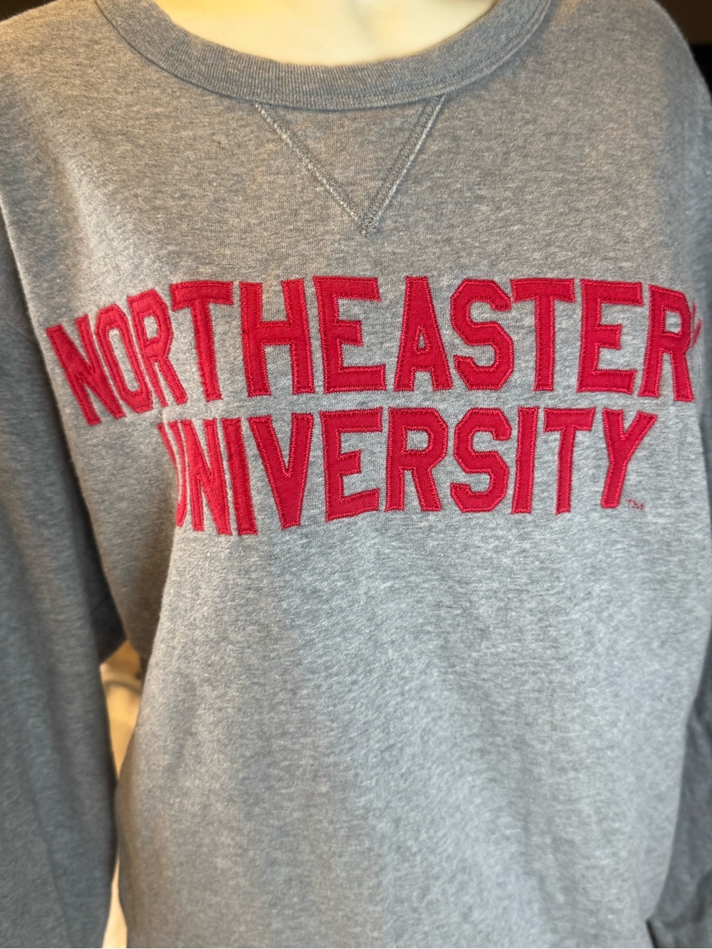 League Gray Crewneck Sweatshirt with Red Applique